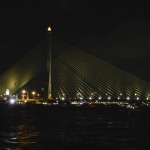 Suspension bridge at night