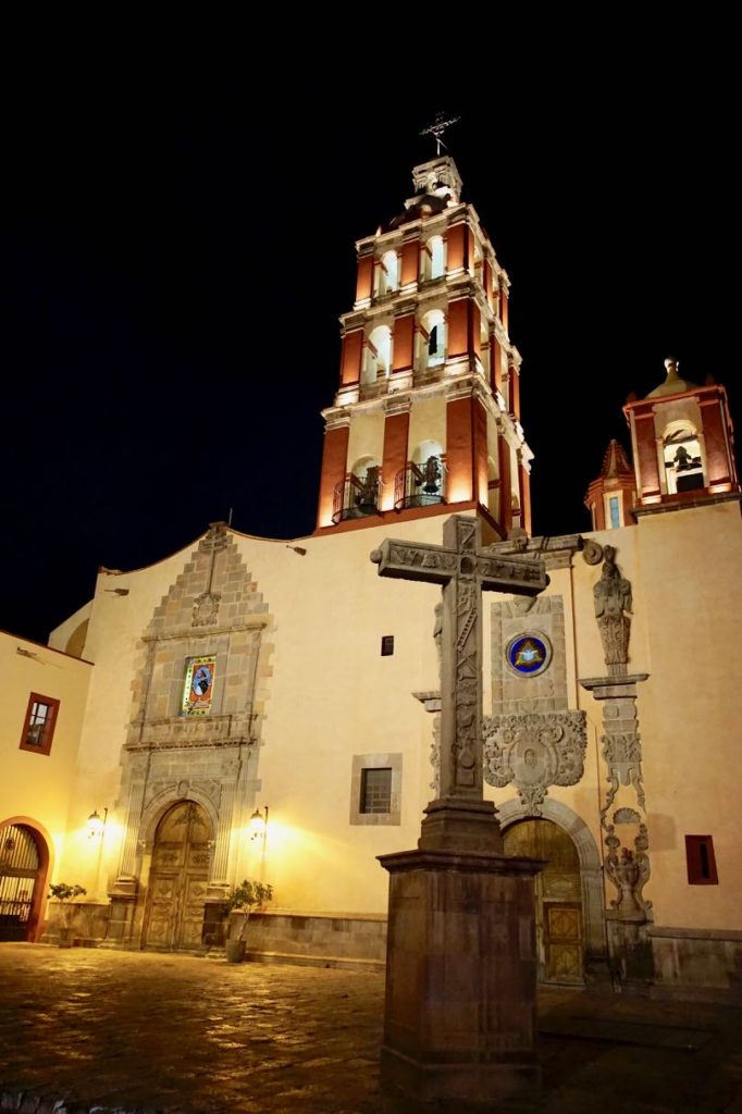 Church in Queretaro lite up at night!
