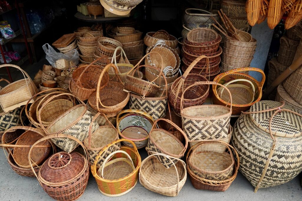 Locally woven baskets.