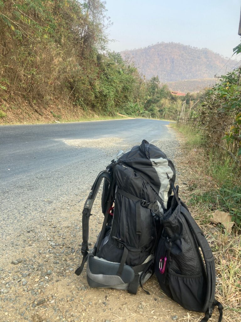 Me and my backpack, waiting by the road side.
