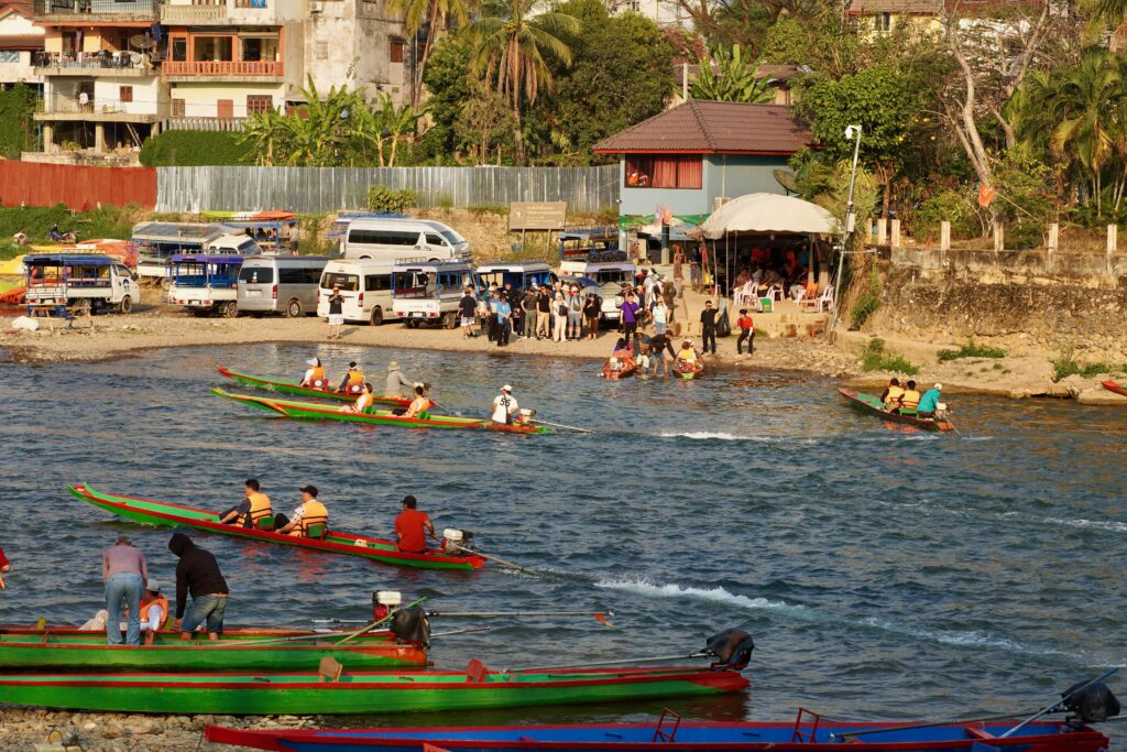 Water front in Vang Vieng, Laos late afternoon.